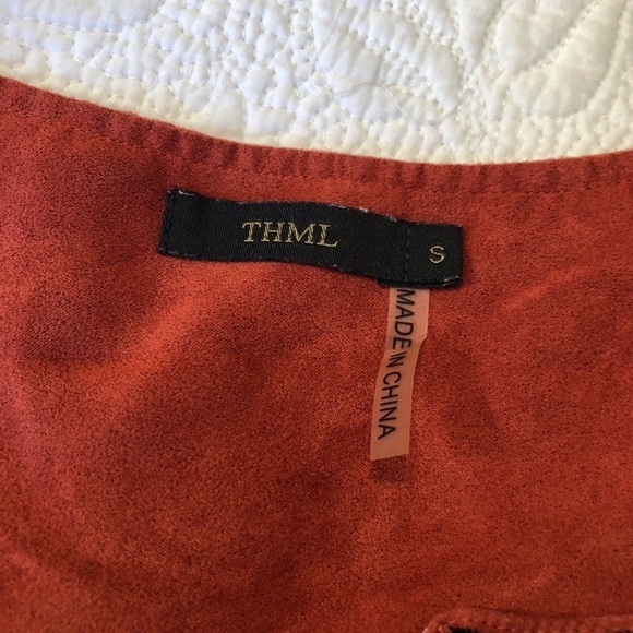 THML Faux Suede Trim Long Sleeve Top - Small - Picture 4 of 11